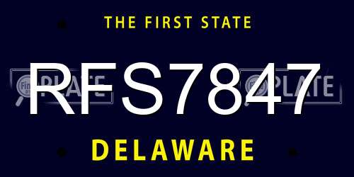 RFS7847 Delaware License Plate