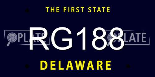 RG188 Delaware License Plate