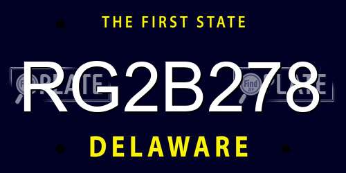 RG2B278 Delaware License Plate