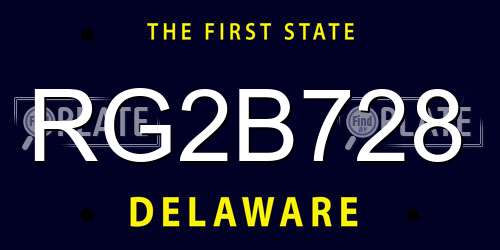RG2B728 Delaware License Plate