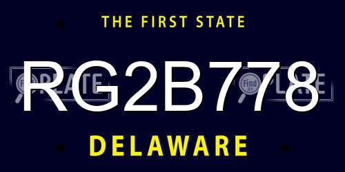RG2B778 Delaware License Plate