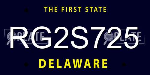 RG2S725 Delaware License Plate