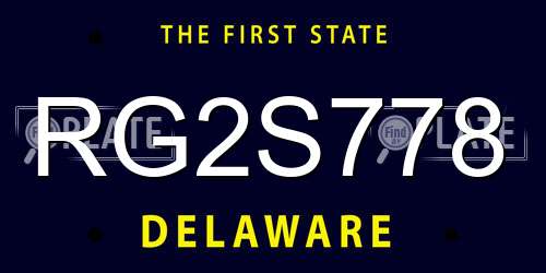 RG2S778 Delaware License Plate