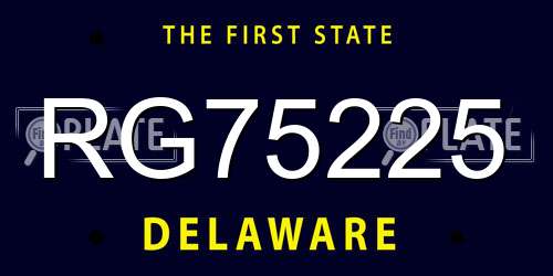 RG75225 Delaware License Plate