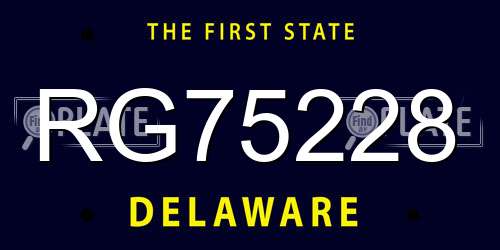 RG75228 Delaware License Plate