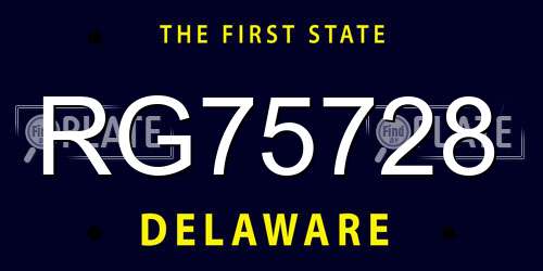 RG75728 Delaware License Plate