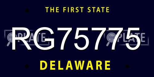 RG75775 Delaware License Plate