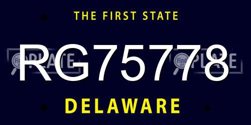 RG75778 Delaware License Plate