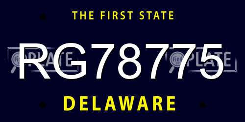 RG78775 Delaware License Plate