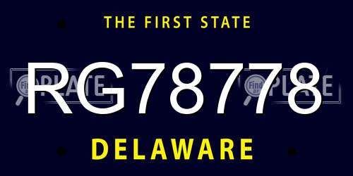RG78778 Delaware License Plate