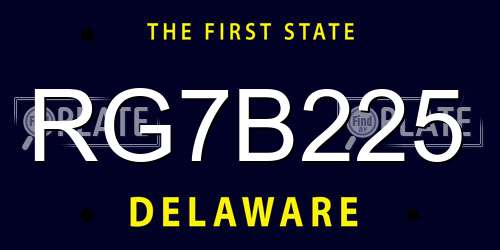 RG7B225 Delaware License Plate