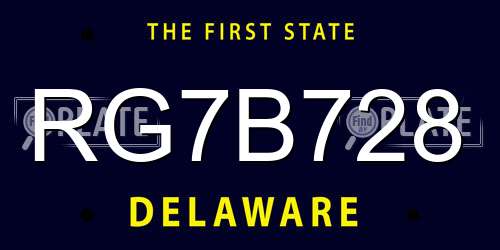 RG7B728 Delaware License Plate