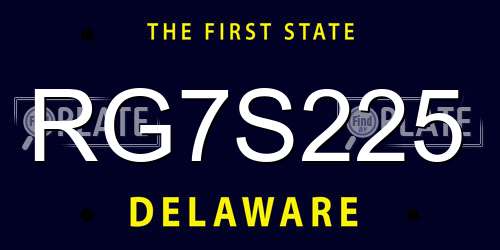 RG7S225 Delaware License Plate