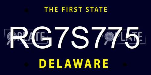 RG7S775 Delaware License Plate