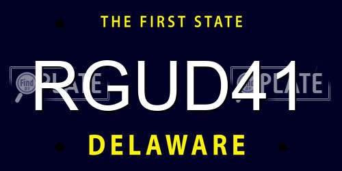 RGUD41 Delaware License Plate