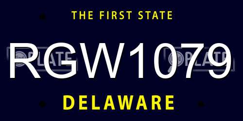 RGW1079 Delaware License Plate