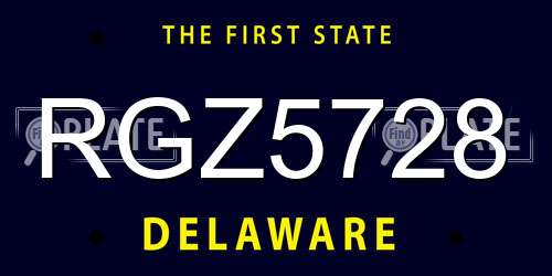 RGZ5728 Delaware License Plate