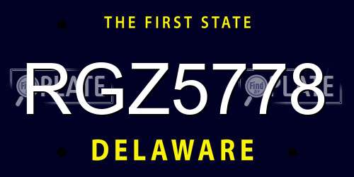 RGZ5778 Delaware License Plate