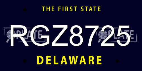 RGZ8725 Delaware License Plate