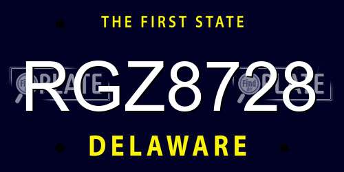 RGZ8728 Delaware License Plate