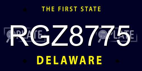 RGZ8775 Delaware License Plate