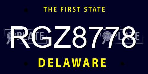 RGZ8778 Delaware License Plate