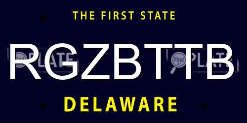 RGZBTTB Delaware License Plate