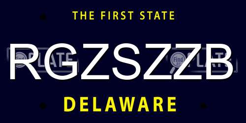 RGZSZZB Delaware License Plate