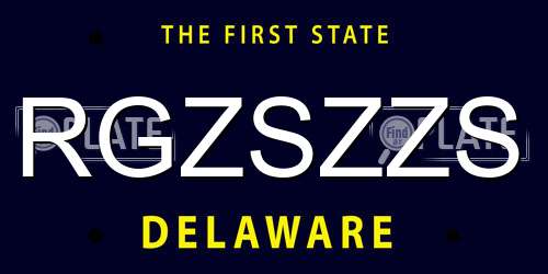 RGZSZZS Delaware License Plate