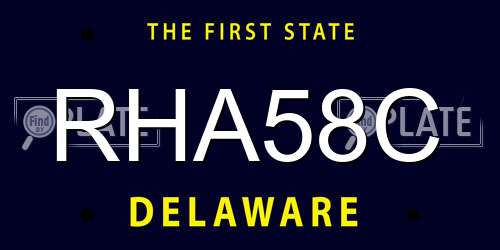 RHA58C Delaware License Plate