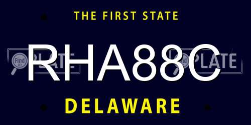RHA88C Delaware License Plate