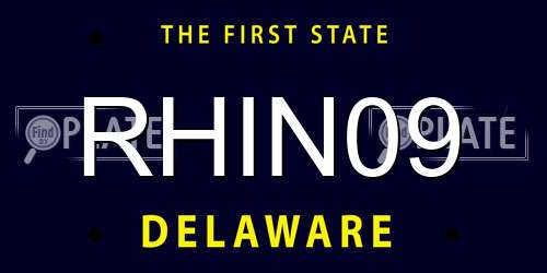 RHIN09 Delaware License Plate
