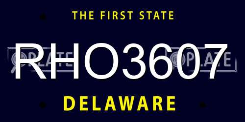 RHO3607 Delaware License Plate