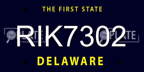 RIK7302 Delaware License Plate