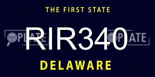 RIR340 Delaware License Plate