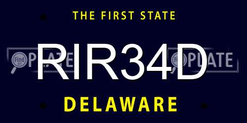 RIR34D Delaware License Plate
