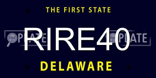 RIRE40 Delaware License Plate