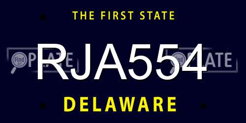 RJA554 Delaware License Plate
