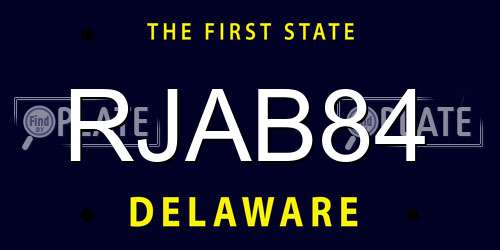 RJAB84 Delaware License Plate