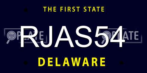 RJAS54 Delaware License Plate