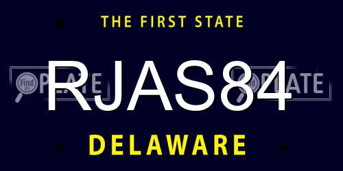 RJAS84 Delaware License Plate