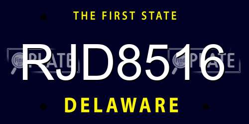 RJD8516 Delaware License Plate