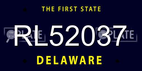 RL52037 Delaware License Plate