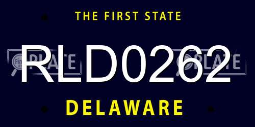 RLD0262 Delaware License Plate