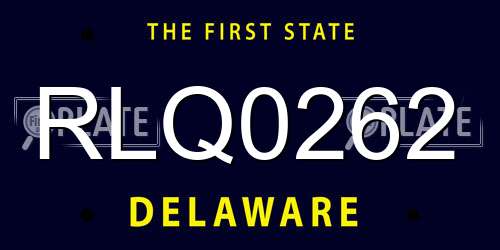 RLQ0262 Delaware License Plate