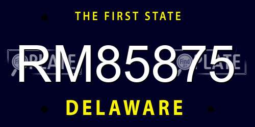 RM85875 Delaware License Plate