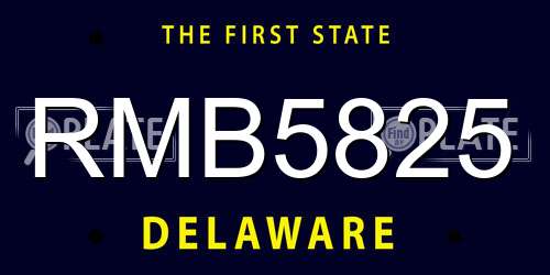 RMB5825 Delaware License Plate