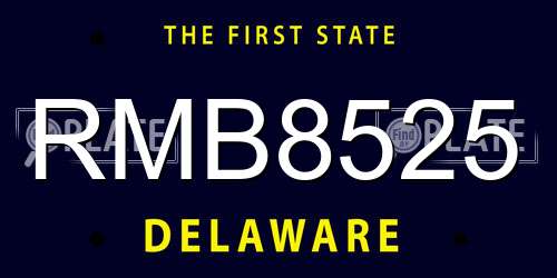 RMB8525 Delaware License Plate