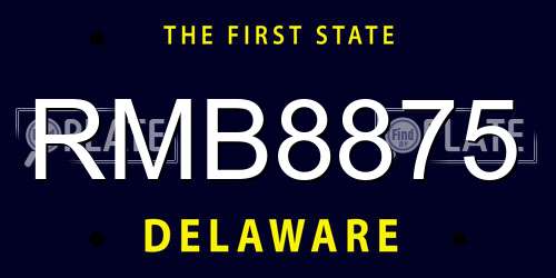 RMB8875 Delaware License Plate
