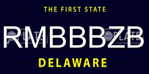 RMBBBZB Delaware License Plate